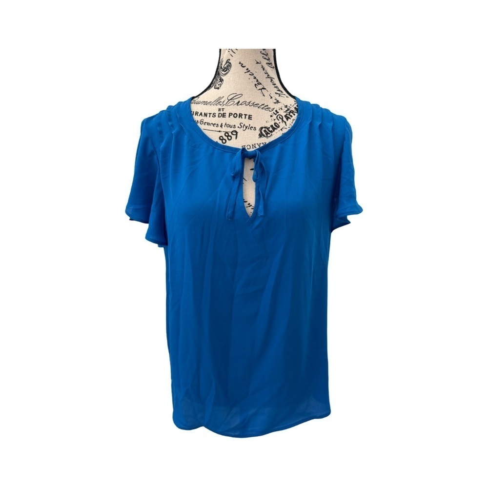 Counterparts Blue Split Sleeve Tie Neck Blouse NWT Size M
